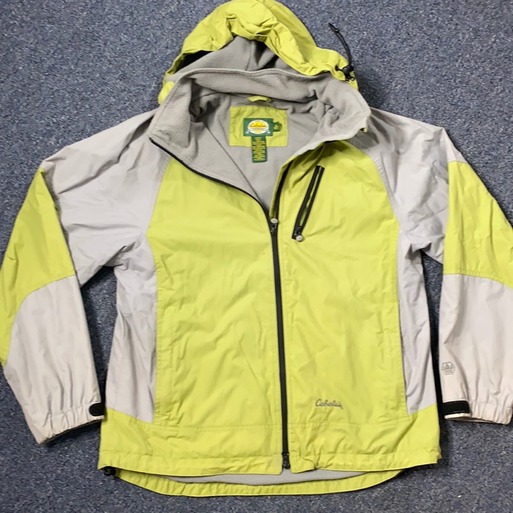 - Cabela's Lime Yellow Fleece Lined Outdoor Rain Jacket